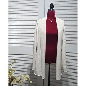 Eileen Fisher Women's Cream Silk Blend Open Front Cardigan Sweater Size 1X 2876